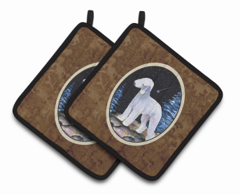 Starry Night Bedlington Terrier Pair of Pot Holders