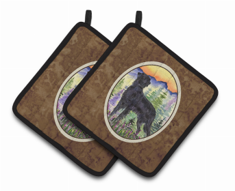 Flat Coated Retriever Pair of Pot Holders