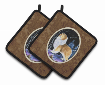 Starry Night Sheltie Pair of Pot Holders