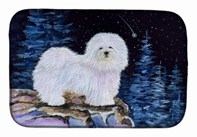 Starry Night Coton de Tulear Dish Drying Mat