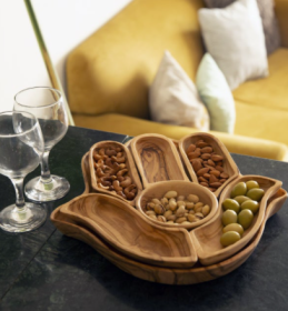 Olive wood Kamsah Dipping Set