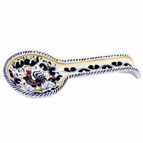 ORVIETO ROOSTER: Spoon Rest (Color: Blue, size: 5 DIAM. X 12 LONG (Dimensions measured in Inches))