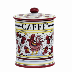 ORVIETO ROOSTER Canisters (Color: Red, size: 4.5 DIAM. X 6 HIGH (Dimensions measured in Inches))