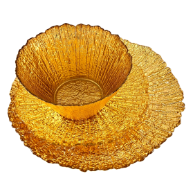 CORAL Gilded Glass Dinnerware Set (Color: Gold)