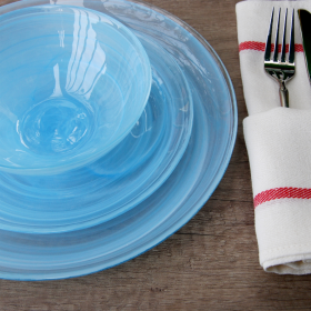 NUAGE Glass Dinnerware Set (Color: Aqua)