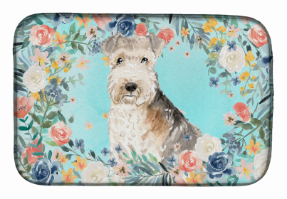 Dog Spreed art Dish Drying Mat (Color: Lakeland Terrier, size: 14 x 21)