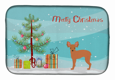 Dog Breed/Merry Christmas art Dish Drying Mat (Color: Russkiy Toy or Russian Toy Terrier, size: 14 x 21)