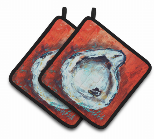 Oyster Pair of Pot Holders (Color: Char Broiled Oyster, size: 7.5 x 7.5)