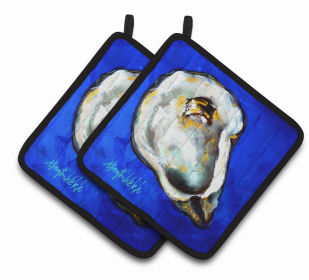 Oyster Pair of Pot Holders (Color: Oyster Gray Shell, size: 7.5 x 7.5)