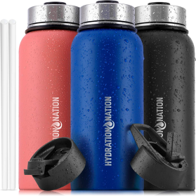 Hydration Nation Thermo Insulated Water Bottle (Color: TWLGHT-BL, size: 32OZ)