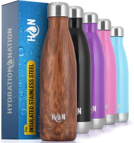 Hydration Nation Double Wall Insulated Water Bottle (Color: WD-GRN, size: 34OZ)