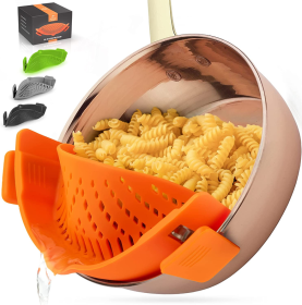 Adjustable Silicone Pot Strainer (Color: ORNG)