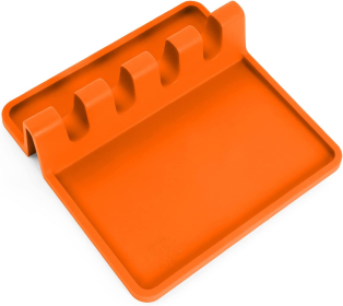 Silicone Utensil Rest with Drip Pad (Color: ORNG)