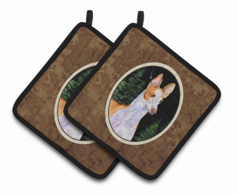 Starry Night Ibizan Hound Pair of Pot Holders (size: 7.5 x 7.5)