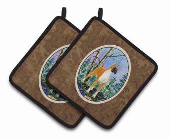 Boxer Pair of Pot Holders (size: 7.5 x 7.5)