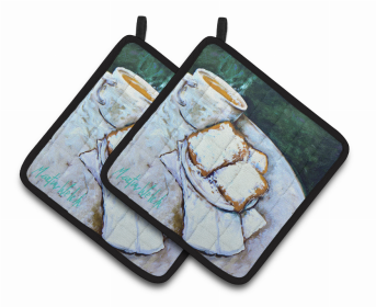 Breakfast Pair of Pot Holders (Color: Beingets Breakfast Delight, size: 7.5 x 7.5)