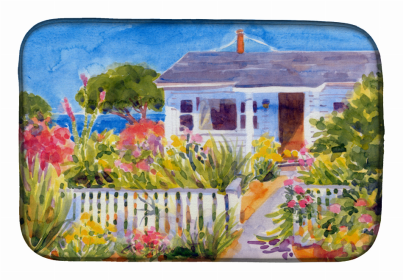 Real Life Art/Painting Themed Dish Drying Mat (Color: Seaside B Cottage #2, size: 14 x 21)