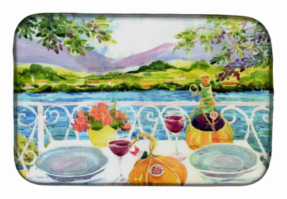 Real Life Art/Painting Themed Dish Drying Mat (Color: Afternoon of Grape Delights Wine, size: 14 x 21)