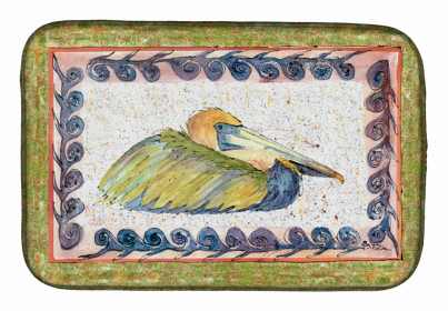 Bird Art Dish Drying Mat (Color: Pelican 1, size: 14 x 21)