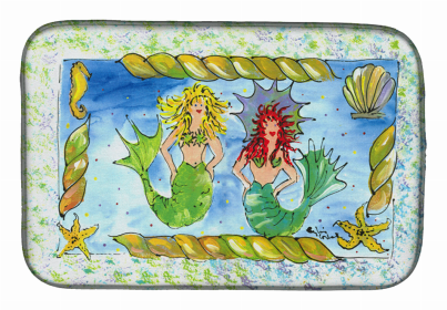 Mermaid/Merman Dish Drying Mat (Color: Mermaid Blonde and Red Head, size: 14 x 21)