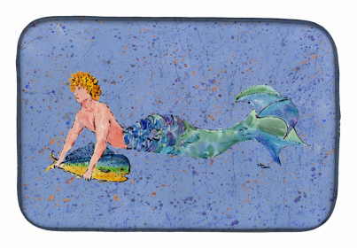 Mermaid/Merman Dish Drying Mat (Color: Blonde Merman, size: 14 x 21)