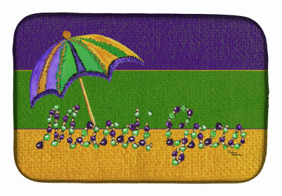 Mardi Gras Dish Drying Mat (Color: Mardi Gras Beads and Umbrella, size: 14 x 21)