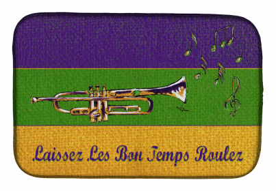 Mardi Gras Dish Drying Mat (Color: Mardi Gras Jazz Trumpet, size: 14 x 21)