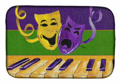 Mardi Gras Dish Drying Mat (Color: Mardi Gras Comedy and Tragedy, size: 14 x 21)