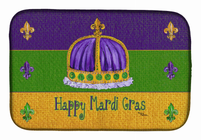 Mardi Gras Dish Drying Mat (Color: Happy Mardi Gras Crown, size: 14 x 21)