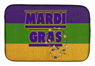 Mardi Gras Dish Drying Mat (Color: Mardi Gras with Beads, size: 14 x 21)