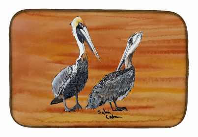 Bird Art Dish Drying Mat (Color: Pelican 4, size: 14 x 21)