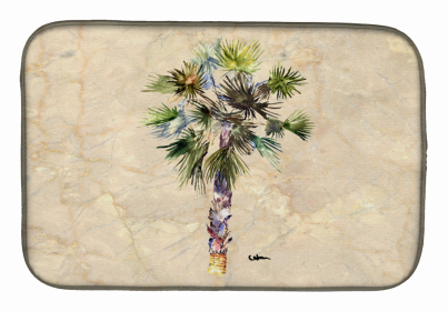 Flowers/Trees Themed Art Dish Drying Mat (Color: Palm Tree #2, size: 14 x 21)