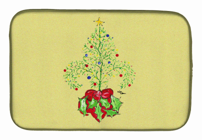 Fleur de lis Dish Drying Mat (Color: Christmas Tree Fleur de lis, size: 14 x 21)