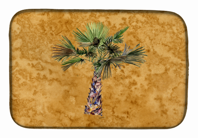 Flowers/Trees Themed Art Dish Drying Mat (Color: Palm Tree on Gold, size: 14 x 21)