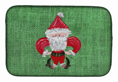 Fleur de lis Dish Drying Mat (Color: Christmas Santa Fleur de lis, size: 14 x 21)