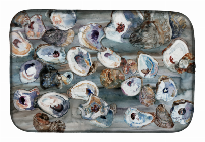 Sealife Themed Dish Drying Mat (Color: Bunch of Oysters, size: 14 x 21)