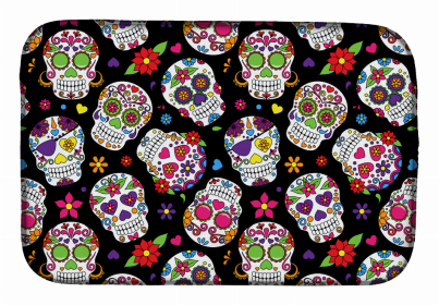 Day of the Dead Dish Drying Mat (Color: Black, size: 14 x 21)