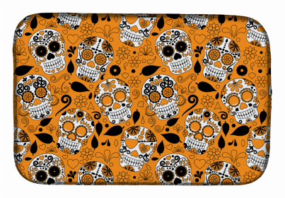 Day of the Dead Dish Drying Mat (Color: Orange, size: 14 x 21)