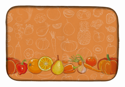 Fruit Art Dish Drying Mat (Color: Fruits and Vegetables in Orange, size: 14 x 21)