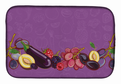 Fruit Art Dish Drying Mat (Color: Fruits and Vegetables in Purple, size: 14 x 21)