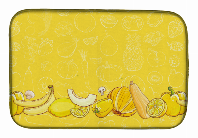 Fruit Art Dish Drying Mat (Color: Fruits and Vegetables in Yellow, size: 14 x 21)