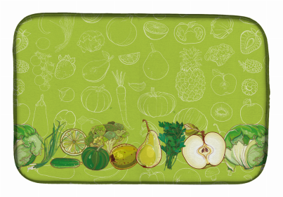 Fruit Art Dish Drying Mat (Color: Fruits and Vegetables in Green, size: 14 x 21)