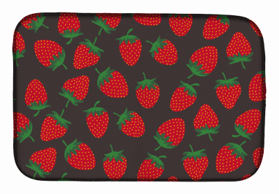 Fruit Art Dish Drying Mat (Color: Strawberries on Gray, size: 14 x 21)