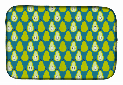 Fruit Art Dish Drying Mat (Color: Pears on Green, size: 14 x 21)