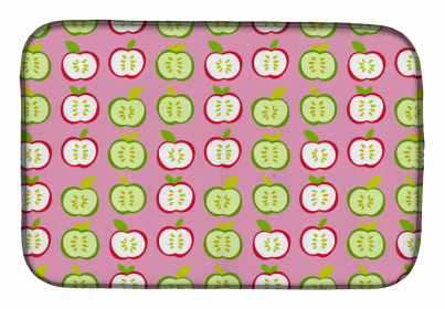 Fruit Art Dish Drying Mat (Color: Apples on Pink, size: 14 x 21)