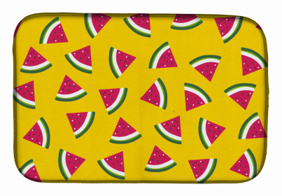 Fruit Art Dish Drying Mat (Color: Watermelon on Yellow, size: 14 x 21)