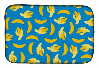 Fruit Art Dish Drying Mat (Color: Bananas on Blue, size: 14 x 21)