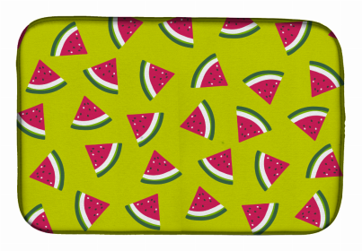 Fruit Art Dish Drying Mat (Color: Watermelon on Lime Green, size: 14 x 21)