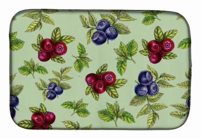 Fruit Art Dish Drying Mat (Color: Berries in Green, size: 14 x 21)