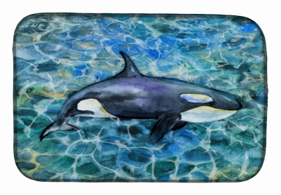 Sealife/Sailing Themed Dish Drying Mat (Color: Killer Whale Orca, size: 14 x 21)